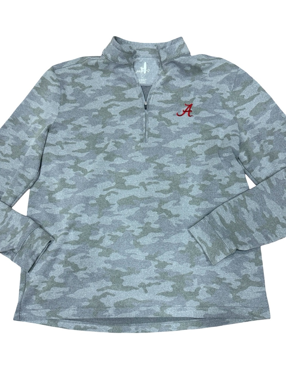 ✨ Johnnie-O Alabama Crimson Tide Gray Camo Quarter Zip Pullover Men’s Large - Picture 4 of 12